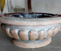 Tavolino basso piano in Vetro basamento in pietra e metallo - 4
