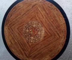 Piano Tavolo legno Intarsiato diametro 110 x 2 cm. buono stato