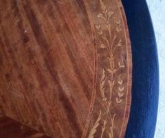 Piano Tavolo legno Intarsiato diametro 110 x 2 cm. buono stato - 3