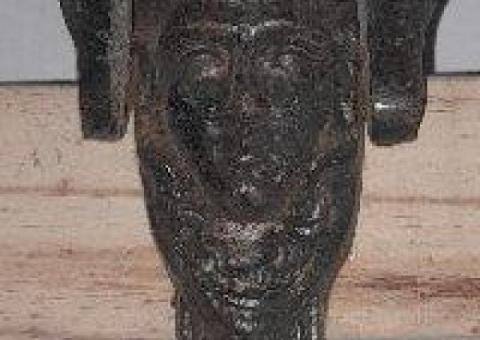 Batacchio Battente in Ferro Forgiato Antico a forma di Cristo XVIII secolo completo - 2/4