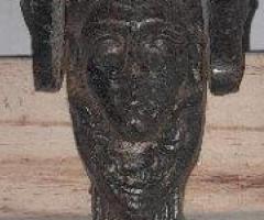 Batacchio Battente in Ferro Forgiato Antico a forma di Cristo XVIII secolo completo - 2